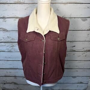 Vintage Great Northwest clothing company corduroy Sherpa vest sz xl y2k purple